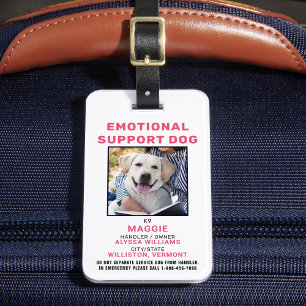 Hund för personlig Photo ID Emotional Support Bagagebricka