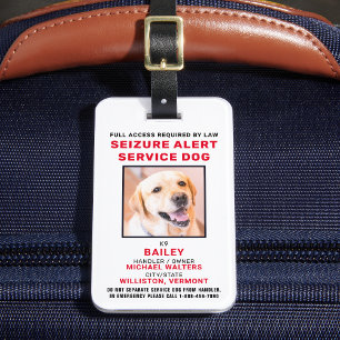 Hund för personlig Photo Seizure Alert Service Bagagebricka