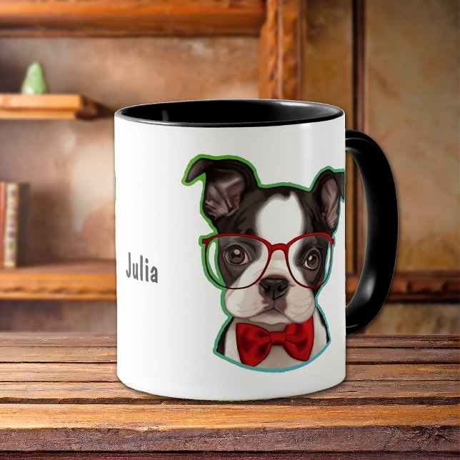 Hund för poppgraf hipster Boston Terrier Mugg (Skapare uppladdad)