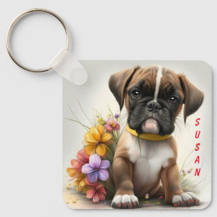 Hund för positiv Boxer Puppy Nyckelring