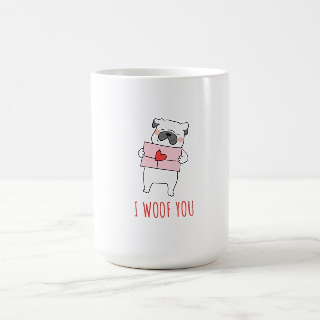 Hund för rosa och vit ljus kaffemugg (Center)