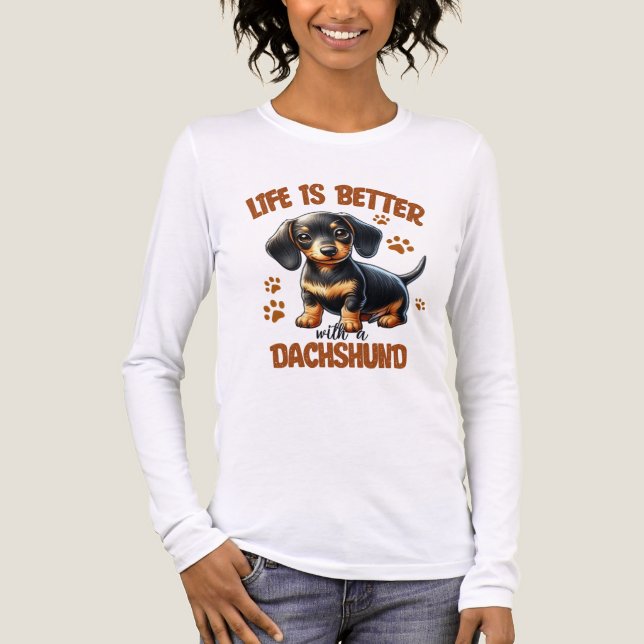Hund FÖR SKJUTA BLACK OCH TAN DACHSHUND T Shirt (Framsida)