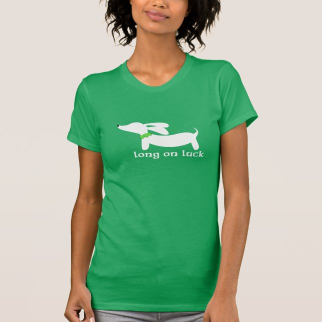 Hund för st patrick's daytaxWiener Long på tur T Shirt (Framsida)