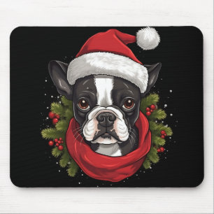 Hund för vacker jul Boston Terrier Musmatta