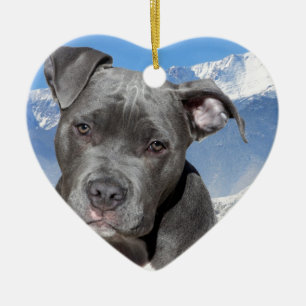 Hund för valp för amerikanPitbull Terrier Julgransprydnad Keramik