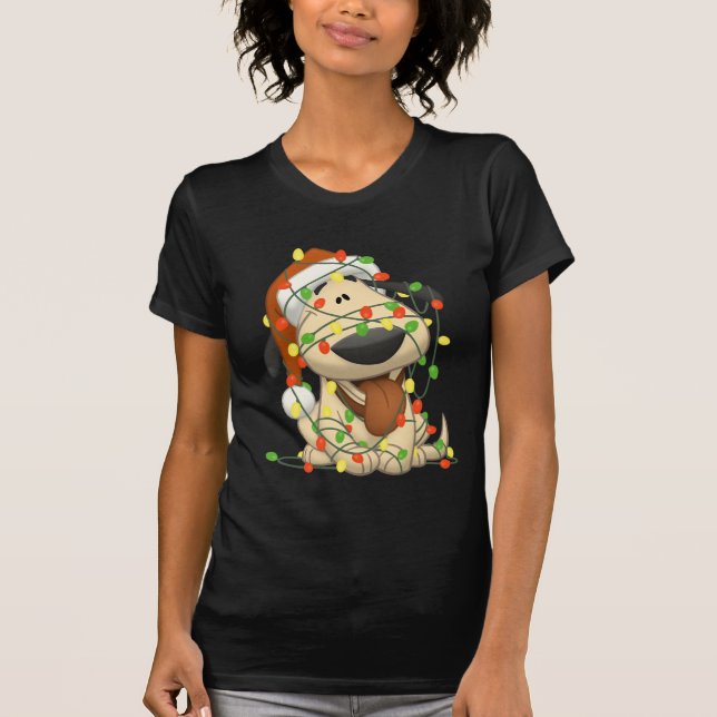 Hund för valp för julljus rolig tee shirt (Framsida)