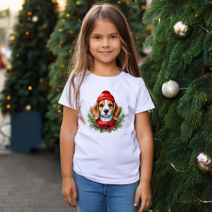 Hund för vattenfärg jul Beagle T Shirt