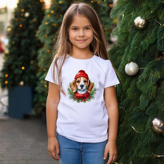 Hund för vattenfärg jul Beagle T Shirt (Skapare uppladdad)