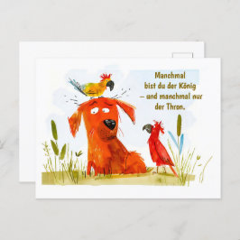 Hund för vattenfärgad Tecknad med två punkter Helg Vykort