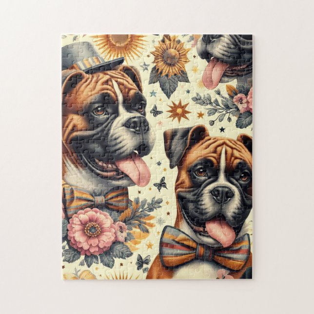 Hund för vintage Boxer Pussel (Vertikal)