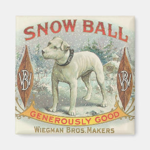 Hund för vintagesnöboll magnet