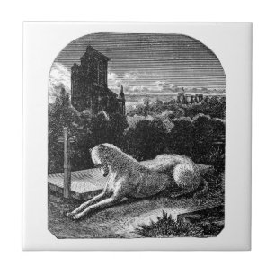 Hund för vinthund för vintage1800s lojal kakelplatta