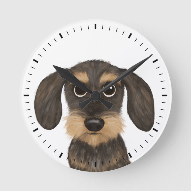 Hund för Wirehsted Dachshund Cute Teckel Rund Klocka (Framsida)