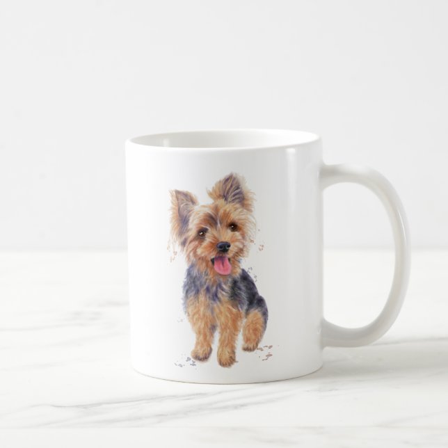 Hund för Yorkshire terrier på en mug. Kaffemugg (Höger)