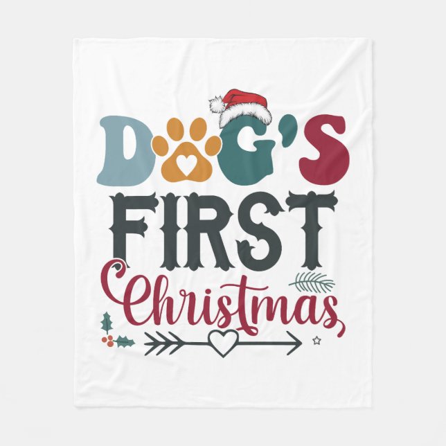 Hund första jul fleecefilt (Framsidan)