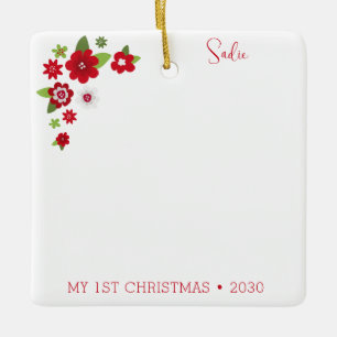 Hund första julfoto julgransprydnad keramik