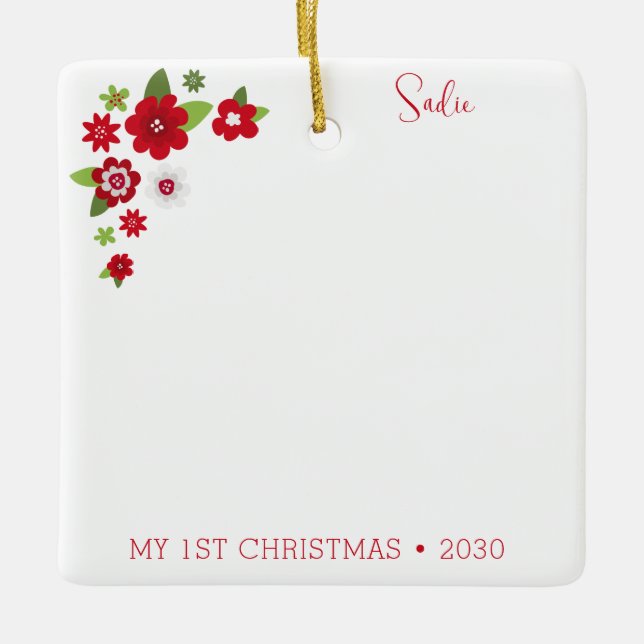 Hund första julfoto julgransprydnad keramik (Framsida)