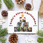Hund Första julfoto Träd, Pet, Personlig Helg Vykort<br><div class="desc">Cute,  minimalistkort med texten "[Pet Namn] Första jul" Foto Träd med året. Anpassa den med en annan rubrik,  husets namn och år.</div>