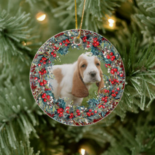 Hund Foto Husdjurs jul söt Julkrans anpassad Julgransprydnad Keramik