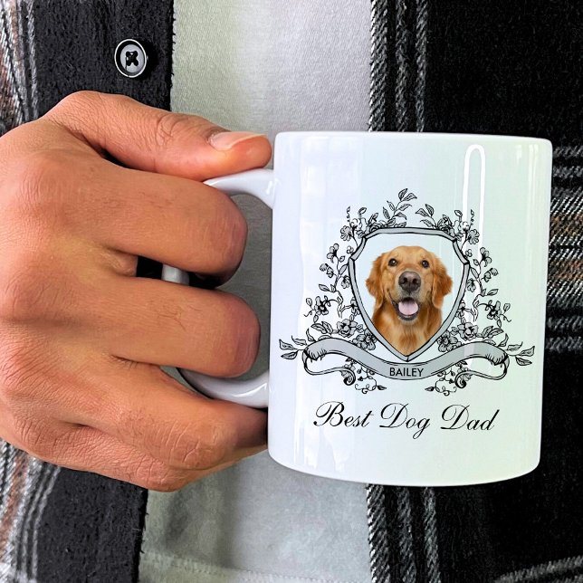 Hund foto i en Vapensköld för Blommigt | Bästa Hun Kaffemugg (Skapare uppladdad)