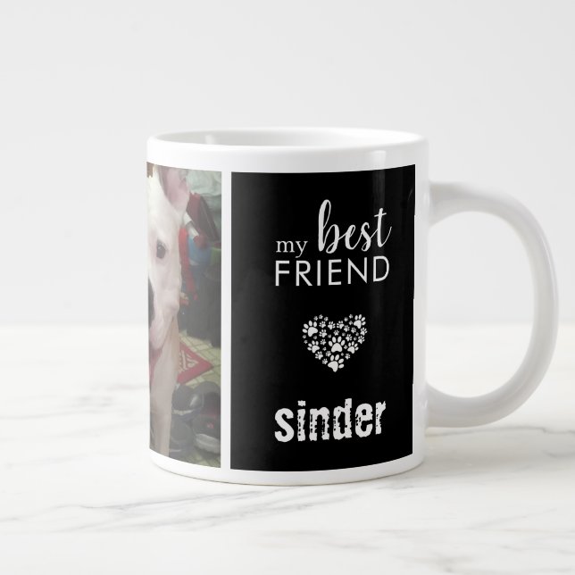 Hund Foto Min Bästa Vän Svart Jumbo Mugg (Höger)