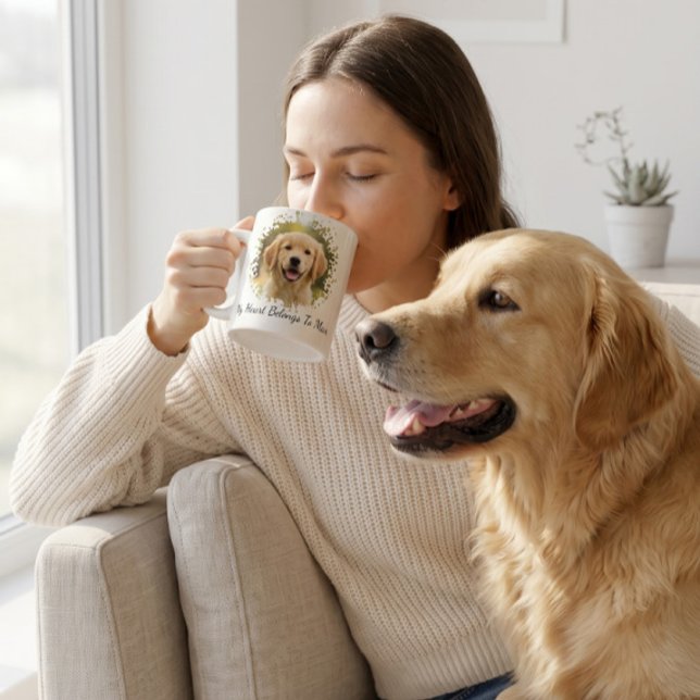 Hund Foto Mugg, Mitt Hjärta Tillhör Kaffemugg (Skapare uppladdad)