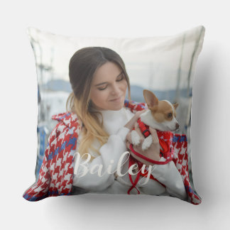 Hund Foto Vit Text Skript Accent Kastkudde Kudde