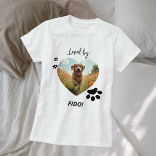 Hund fotohjärta kärlek tassar t shirt