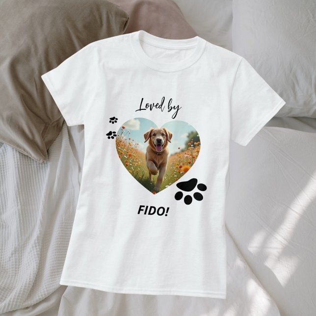 Hund fotohjärta kärlek tassar t shirt (Skapare uppladdad)