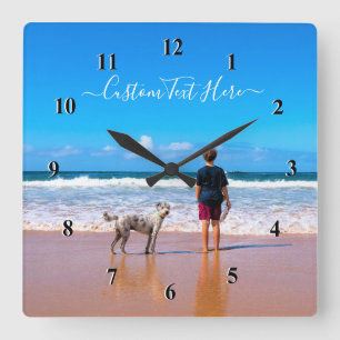 Hund fotopatlocksklocka och Anpassningsbar Fyrkantig Klocka