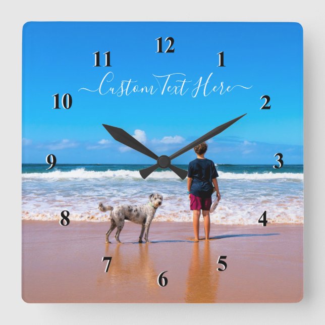 Hund fotopatlocksklocka och Anpassningsbar Fyrkantig Klocka (Framsida)