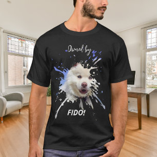 Hund fotot stänk roligt humor svart t shirt