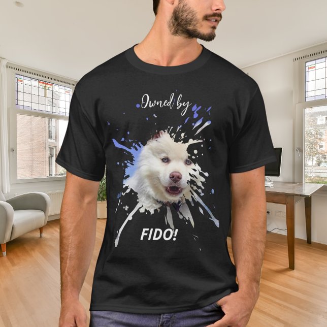 Hund fotot stänk roligt humor svart t shirt (Skapare uppladdad)