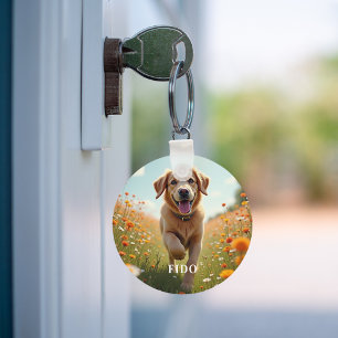 Hund-fototext namn nyckelring