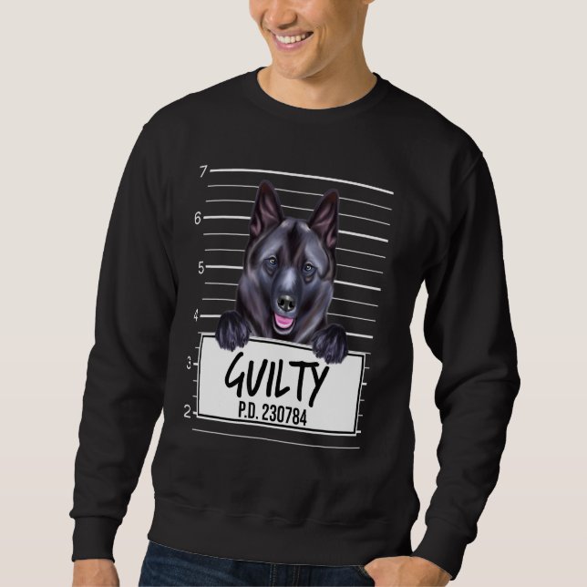 Hund från den norska Elkhound Mugshot Guilty Lång Ärmad Tröja (Framsida)