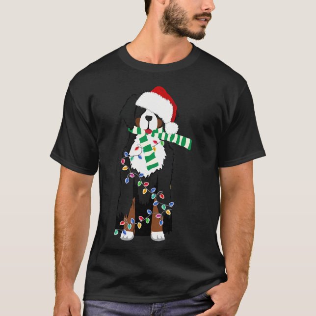 Hund från Jul Bernese Mountain Helgdag T Shirt (Framsida)