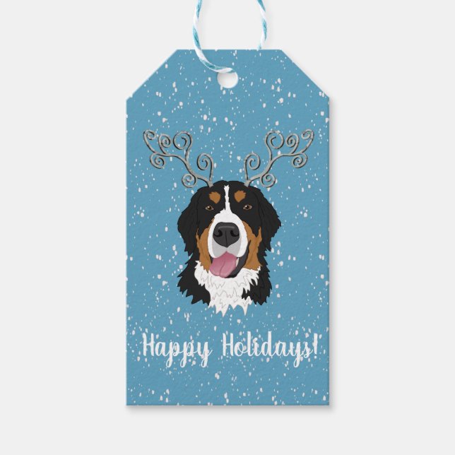 Hund från Jul Bernese Mountain Presentetikett (Framsidan)
