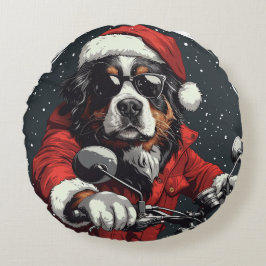 Hund från Jul Bernese Mountain Rund Kudde