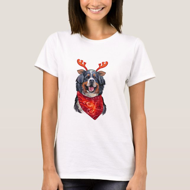 Hund från Jul Bernese Mountain T Shirt (Framsida)