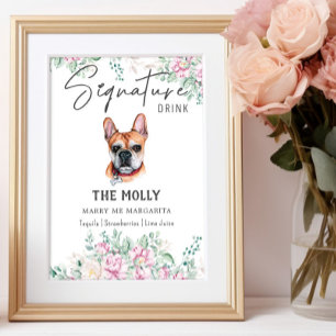 Hund fransk Bulldog Namnteckning Drink-tecken Poster