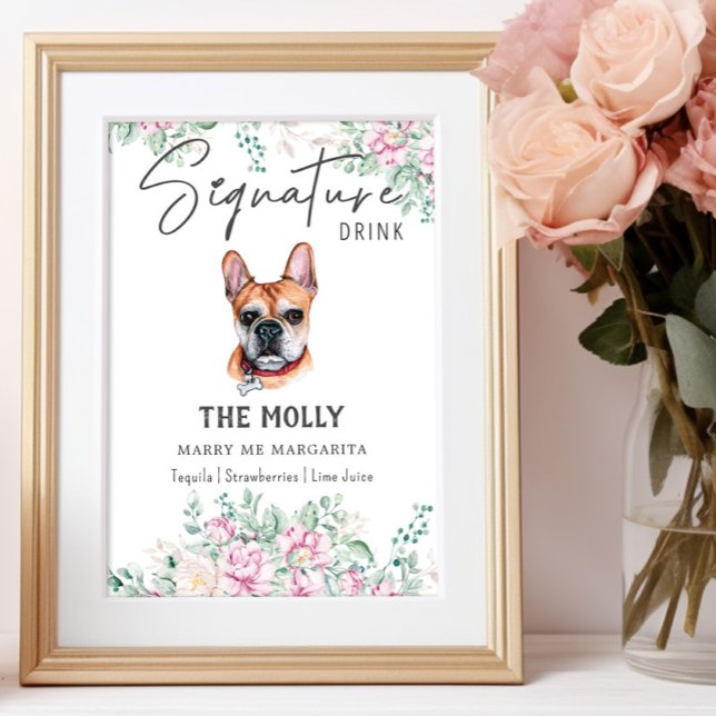 Hund fransk Bulldog Namnteckning Drink-tecken Poster (Skapare uppladdad)