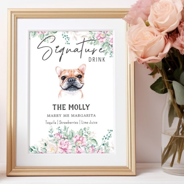 Hund fransk Bulldog Namnteckning Drink-tecken Poster (Skapare uppladdad)