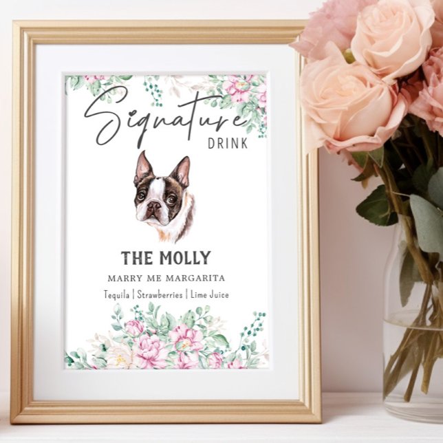 Hund fransk Bulldog Namnteckning Drink-tecken Poster (Skapare uppladdad)