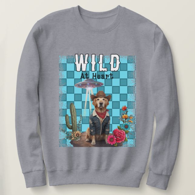 hund-Fransk cowboy Lång Ärmad Tröja (Design framsida)