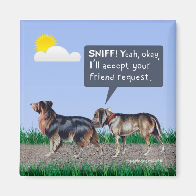 Hund "Friend Request" Magnet (Framsidan)