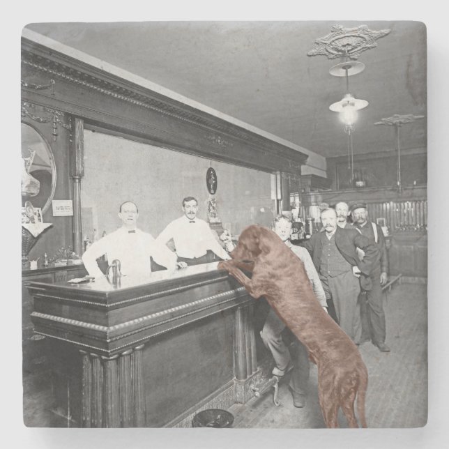 Hund Friendly Saloon Tavern Pub 1900-foto Underlägg Sten (Framsidan)