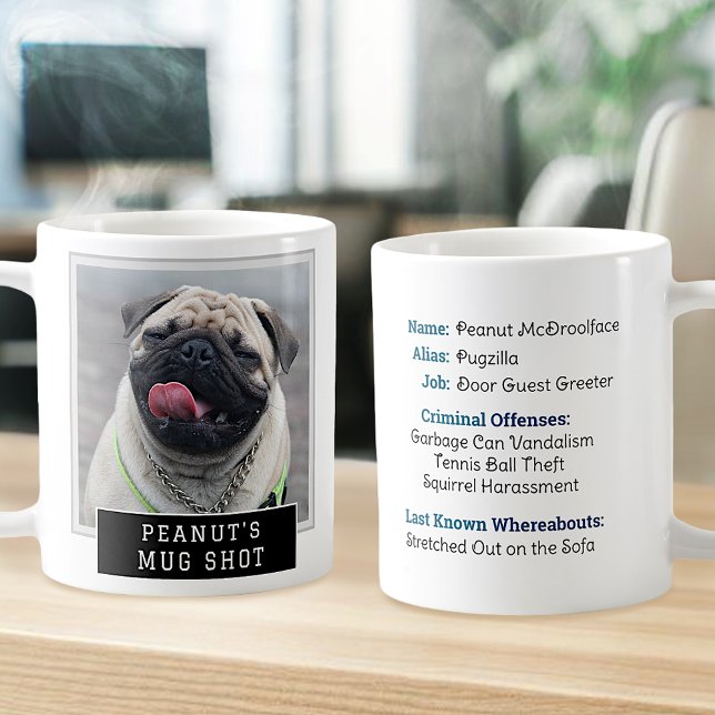 Hund Funny Novelty Mugshot Personlig Photo Text Kaffemugg (Skapare uppladdad)