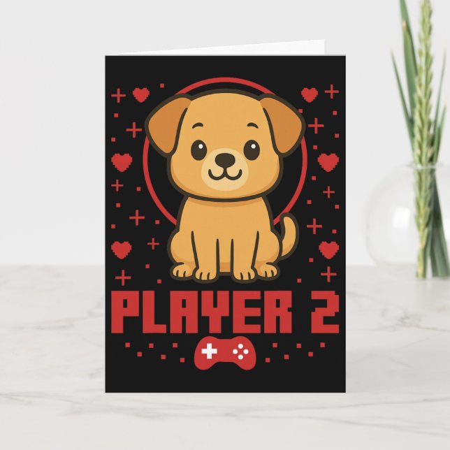Hund Gamer Par Hund Retro Pixel Arkad  Kort (Framsida)