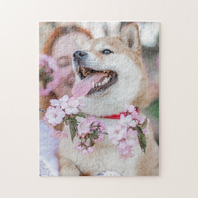 Hund Garden Flowers Jigszle Puzzle Pussel (Vertikal)