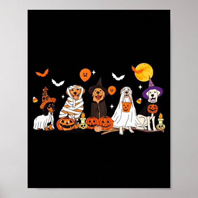 Hund Ghost Witch Mummy Halloween Kostym Män Kvinno Poster (Framsidan)